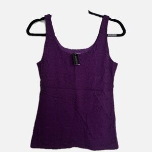 White House Black Market Purple Lace Scoop Tank